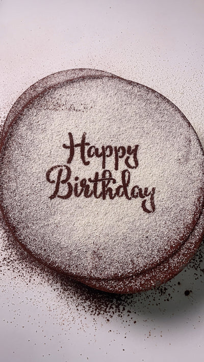 Round Tiramisu Dish with Text ( serves 10 - 15 ppl )